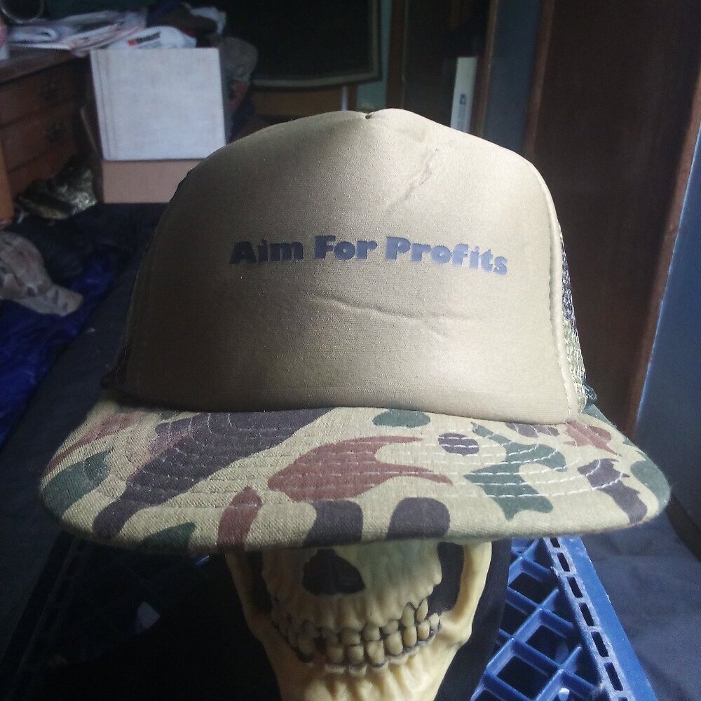 Deadstock Vintage Aim For Profits Camouflage Snap Trucker Hat Cap